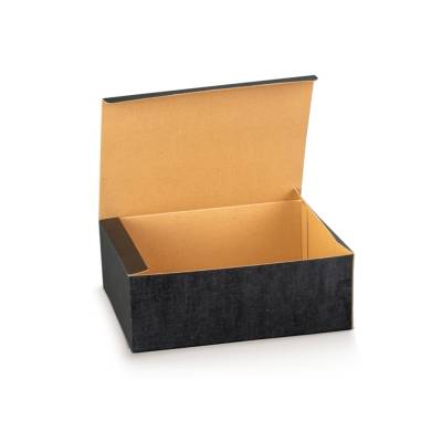 Scatola in cartocino avana naturale con finitura effetto seta color nero riciclabile cm 30x24x12